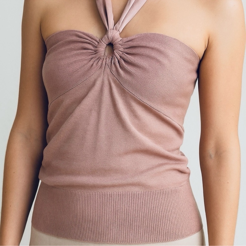 Diane Von Furstenberg Dusty Pink Y2K Cashmere Halter Camisole